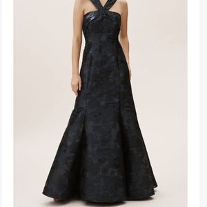 Aidan Mattox Navy Jacquard Ball Gown